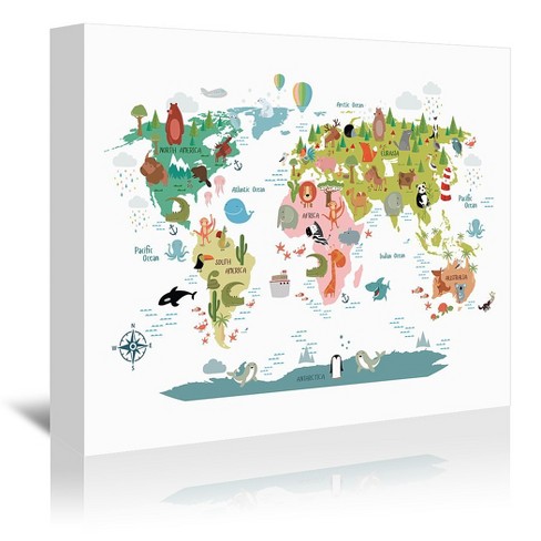 Americanflat Animals World Map By Nuada Canvas Target