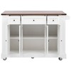 Ridstar 53 in. W Mobile Kitchen Cart with 5 Open Shelves, 3 Drawers & 2 Tempered Glass Cabinet Doors-White - 4 of 4