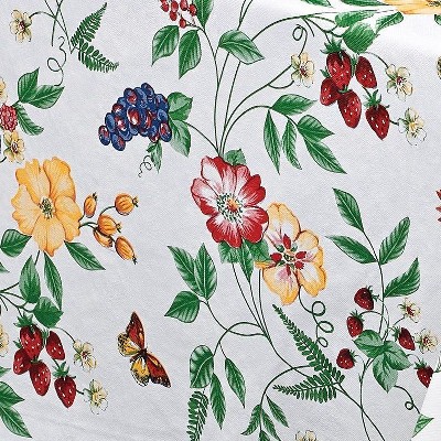Enchanted Garden Floral Vinyl Tablecloth for Indoor/Outdoor Use