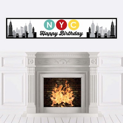 Big Dot of Happiness NYC Cityscape - New York City Happy Birthday Decorations Party Banner