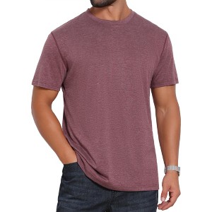 INSPIRE CHIC Men's Crew Neck Short Sleeve Solid Color Retro Style Casual T-Shirts - 1 of 4
