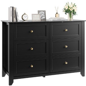6 Drawer Dresser for Bedroom, Wooden Dresser with Deep Storage Drawers & Metal Knobs for Bedroom, Entryway, Hallway, Kids Room - 1 of 4
