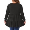 Agnes Orinda Women's Plus Size Babydoll V Neck Long Sleeve Winter Casual Button Half Placket Blouse - 4 of 4