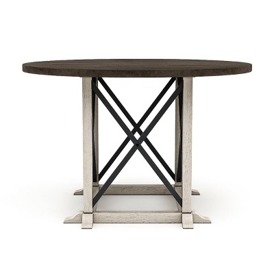 50" Round Reclaimed Wood Dining Table with Antique White Base