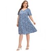Coolmee Womens Summer Maxi Dress Plus Size Casual  Short Sleeve Ruffle Tiered V Neck Swing Long Sundress - 2 of 4