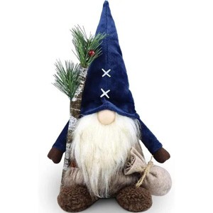Christmas Gnomes Plush Decorations Handmade Scandinavian Tomte Stuffed Santa w/ Branch and Bag Xmas Decor for Home Kitchen Farmhouse Tiered Tray - 1 of 4