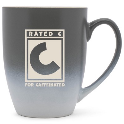 100 North Video Game 10 Ounce Gray and White Two Toned Ombre, Comfortably Fits Your Hands, Ceramic Tea Coffee Cup Mug, Rated C For Caffeinated