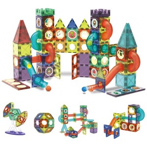 Contixo STEM Building Toys, 110pcs Glow-in-the-Dark Marble Magnetic Light-Up Blocks Set for Ages 3+ - 1 of 4