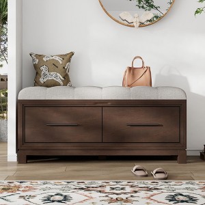 VYNXARIA Shoe Bench with Removable Cushion, Entryway Bench with Hidden Storage for Living Room, Entryway, and Hallways - 1 of 4