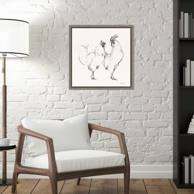 Avery Tillmon Rooster Print on Canvas with Graywash Frame, 16 x 16 in.