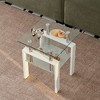Lirago 2-Piece Tempered Clear Glass Sofa Table-2-Layer Storage End Table with Modern Waterfall Edge 17.71"W * 17.71"L * 20.47"H - 2 of 4