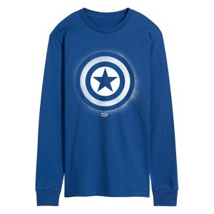 Men's - Marvel - Captain America Logo Spray Paint Graffiti Long Sleeve Graphic T-Shirt - 1 of 3
