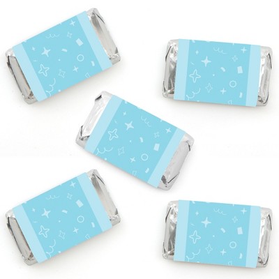 Big Dot of Happiness Blue Confetti Stars - Mini Candy Bar Wrapper Stickers - Simple Party Small Favors - 40 Count