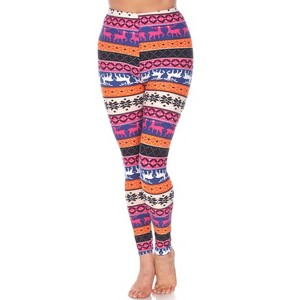 Women's One Size Fits Most Printed Leggings - One Size Fits Most - White Mark - 1 of 3