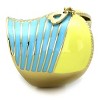 Slickblue IP Gold Ring for Women, Novelty Zipper Look, Yellow and Blue Epoxy Accents, Casual Style, Sizes 5-9 - 4 of 4