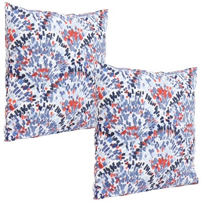 Sunnydaze Indoor/Outdoor Weather-Resistant Decorative Throw Pillows - 17" x 17" - Abstract Red/Blue - 2-Pack