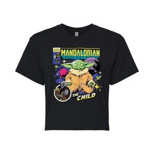 Women's - Star Wars - The Mandalorian Grogu Comic Cover Cropped Graphic T-Shirt - 1 of 4