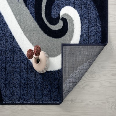 Blue and Gray Abstract Swirl 5' x 7' Area Rug