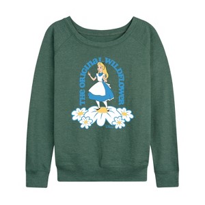 Women's - Disney - Alice in Wonderland Lightweight French Terry Wide Neck Long Sleeve Shirt - 1 of 4