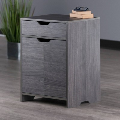 Gray Composite Wood Office Storage Cabinet with Adjustable Shelving