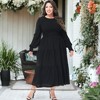 Anna-Kaci Women's Plus Size Casual Smocked Chest Round Neck Flowy Tiered Maxi Dress - 2 of 4