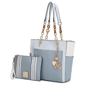 MKF Collection Rochelle Vegan Color Block Vegan Leather Women’s Tote Bag with Wristlet by Mia K - 1 of 4