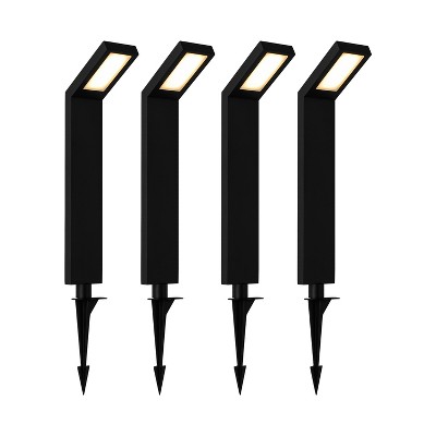 C Cattleya 16" Low-voltage Black Aluminum LED Landscape Path Lights with Frosted Glass Shade(4-Pack)