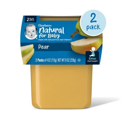 Gerber Baby Food Stage 2 Pear Puree Tub - 2ct/4oz Each