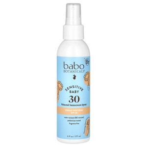 Babo Botanicals Sensitive Baby Mineral Sunscreen Spray SPF30 - Natural Zinc Oxide - Non-Aerosol – Face & Body - Fragrance-Free - Water Resistant - For - 1 of 2