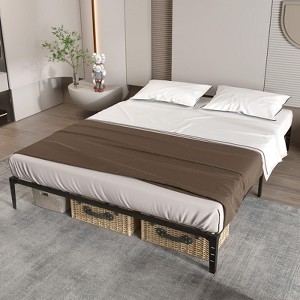 Matte Black Platform Metal Bed Frame - Wrought Rod Bedframe, No Box Spring Needed, Easy Assembly, Storage Space Under Beds, Base Beds Foundation - 1 of 4