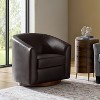 Jessie 30.5" Wide Modern Swivel Barrel Faux Leather Chair with Solid Wood Base|ARTFUL LIVING DESIGN - 3 of 4