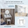 Tangkula Vanity Table Makeup Dresser Desk w/LED Light Drawers & Stool Black/Brown/White - 4 of 4