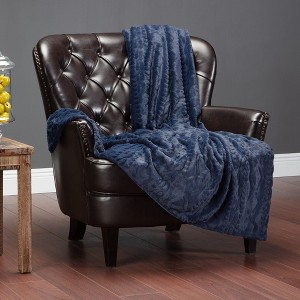 Chanasya Cable Knit Embossed Faux Fur Throw Blanket - Reverse Mink - 1 of 4