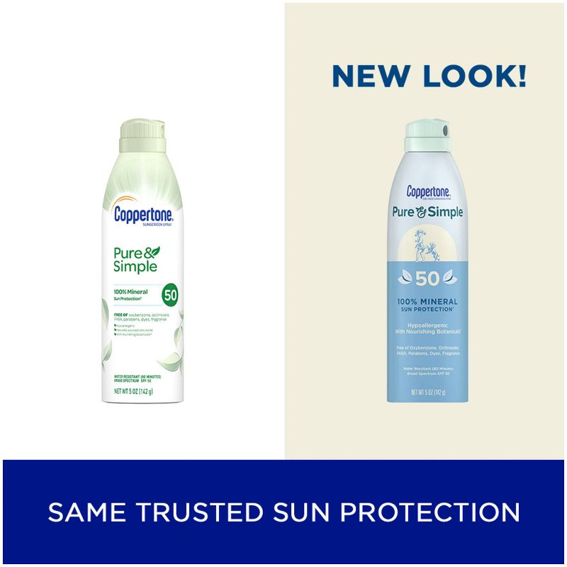 Coppertone Pure &#38; Simple Sunscreen Spray with Zinc Oxide - SPF 50 - 5oz, 3 of 11