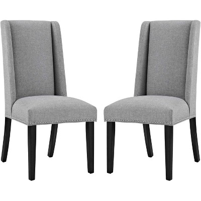 Modway Baron Dining Chair Fabric Set of 2 Light Gray