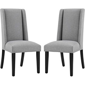 Modway Baron Dining Chair Fabric Set of 2 Light Gray - 1 of 4