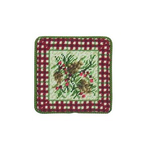 C&F Home Rustic Pine Coaster Petit Point Coaster Set/4 - 1 of 1