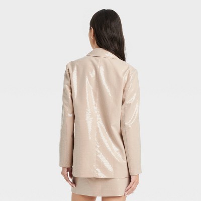A New Day Women Sequin Blazer Jacket Front Snap Heavyweight