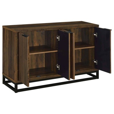 Ryatt Dark Pine and Black 4-Door Wood Accent Cabinet