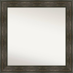 32" x 32" Non-Beveled Rail Rustic Char Bathroom Wall Mirror - Amanti Art: Square Vanity, Polystyrene Frame - 1 of 4