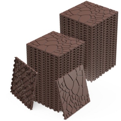 Syemin Carpet Tiles 44pcs Stone Texture Patio Deck Tiles, DIY Module Tiles Floor Tile for Porch Poolside Balcony Backyard, Brown, 12"*12"*0.8"