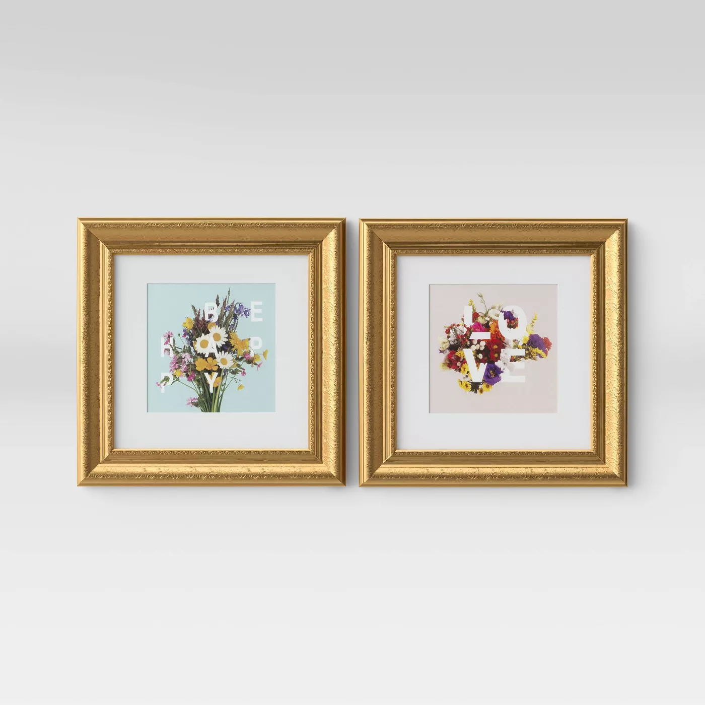 (Set of 2) 12" x 12" Love and Be Happy Framed Wall Print - Opalhouse™ - image 1 of 5