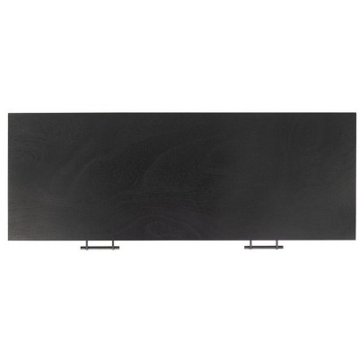 Modern Black and Greige Chevron Console Table with Storage