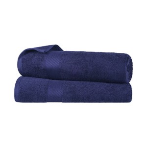 Modern Solid Classic Premium Luxury Cotton 2 Piece Bath Sheet Towel Set by Blue Nile Mills - 1 of 4