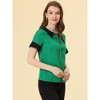 Allegra K Women's Contrast Doll Collar Polka Dots Short Sleeves Blouse - 3 of 4