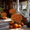 Artificial Fall Flowers Outdoor Fake Mums - 16 Bundles Fake Plants UV Resistant No Fade Faux Plastic Red Orange - 4 of 4