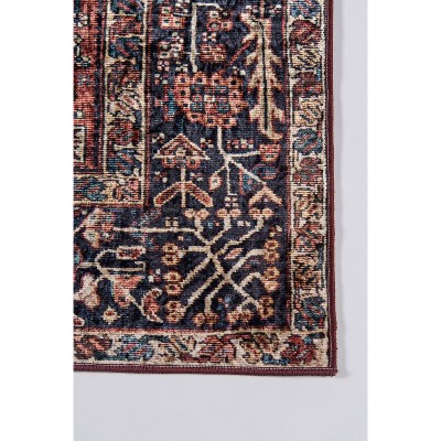 6' x 9' Rust and Blue Synthetic Traditional Area Rug
