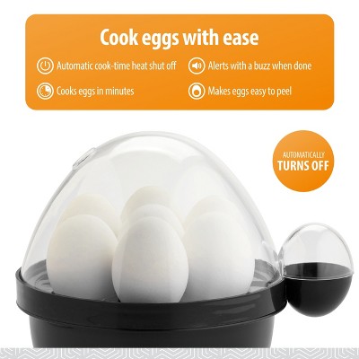 Toastmaster Black Electric Egg Cooker with Auto-Off and Poaching Tray