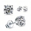 925 Sterling Silver CZ Stud Earrings - White Gold Plated, 2-7mm 8 Color Options, Hypoallergenic for Women - 4 of 4