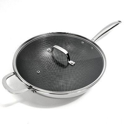 Lexi Home 5-Quart Stainless Steel Nonstick Wok with Glass Lid